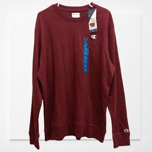 Champion Mens Crewneck Sweatshirt Large Burgundy Logo Pullover Activewear NWT